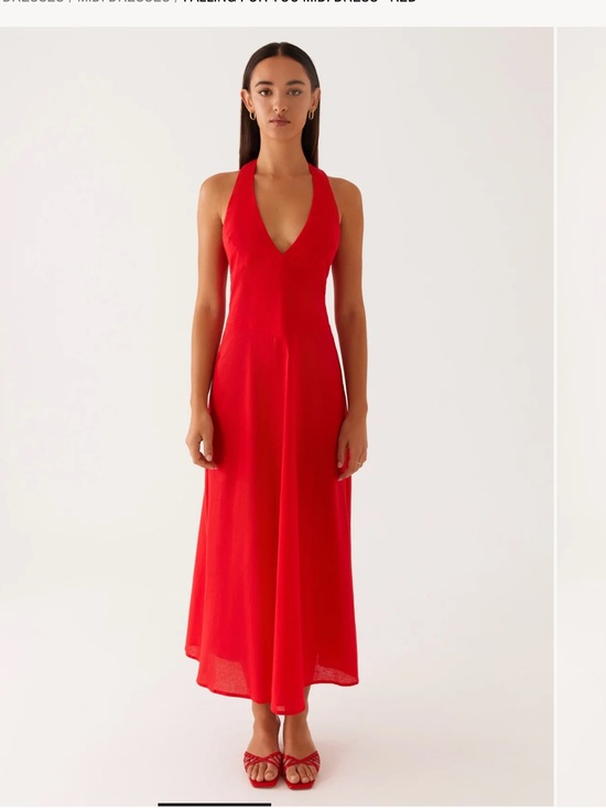 Peppermayo Dresses & Skirts - Peppermayo Falling For You Midi Dress Red Halter V-Neck Maxi Dress NWT